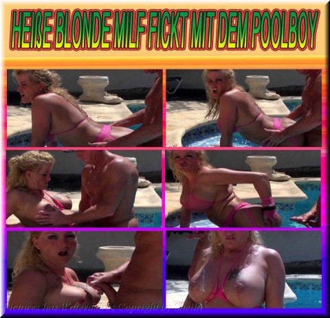 Heiße blonde MILF fickt mit dem Poolboy