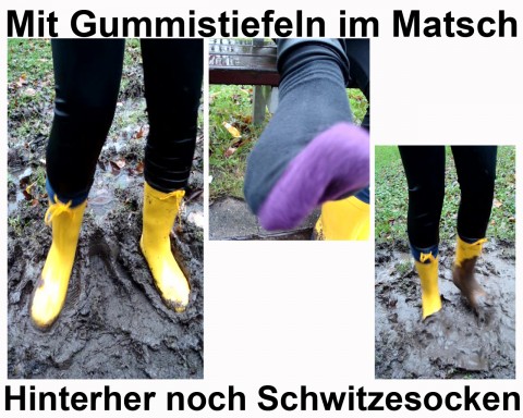 Mit Gummistiefeln im Matsch hinterher gibt es noch lecker Stinkesocken