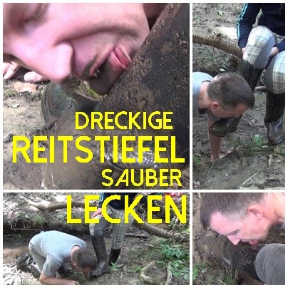 Dreckige Reitstiefel sauber LECKEN