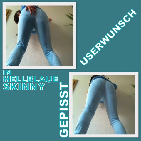 AUF WUNSCH IN HELLBLAUE SKINNY GEPISST