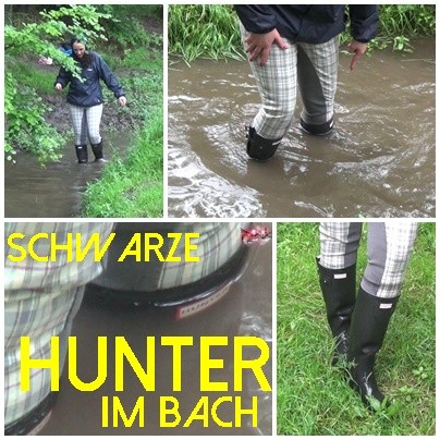 Schwarze Hunter im Bach