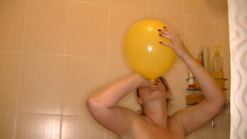 Ballony Girl under the shower