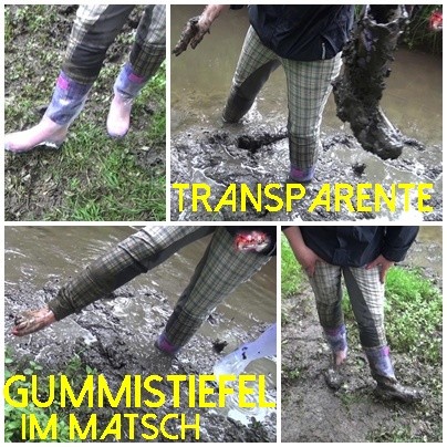 Transparente Gummistiefel im Matsch