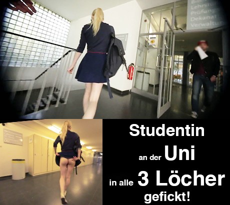 An der UNI: 3-Loch-Studentin frisst SPERMA !