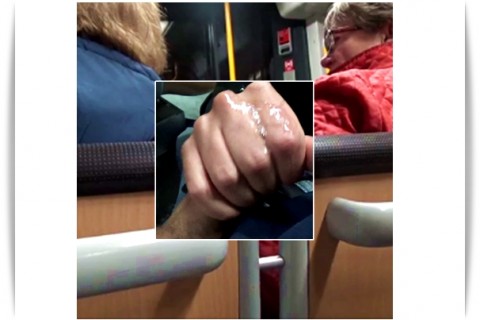 Public Strassenbahn Handjob + Cumshot