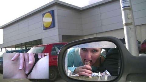 Blowjob vor dem Supermarkt mit Zuschauern