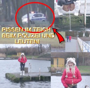 PISSEN IM TEICH BEI POLIZEI UND LEUTEN!