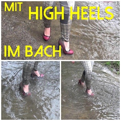 Mit High Heels im Bach