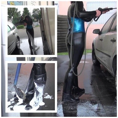 Reitstiefel und Latex Carwash