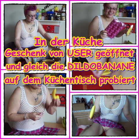 In der Küche mit einer Dildobanane getrieben