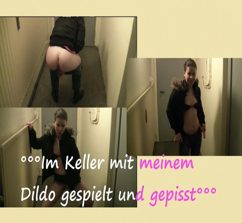 Im Keller mit meinem Dildo gespielt und gepisst...