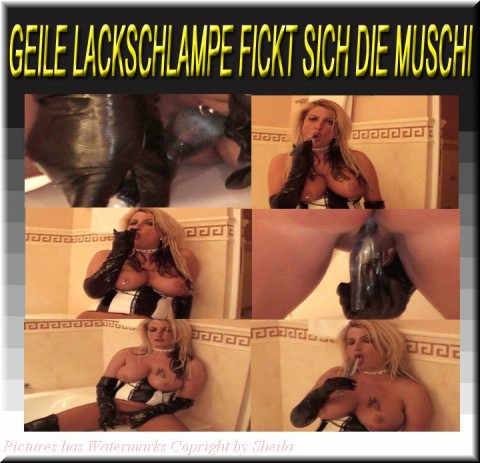 Geile Lackschlampe fickt sich die Muschi