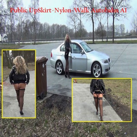 Public UpSkirt-Nylon-Walk Autobahn A1!