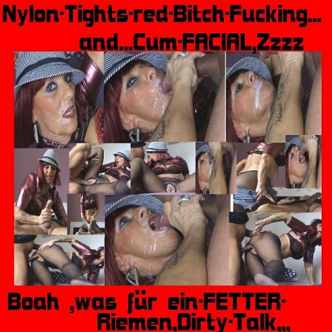 -Nylon-tights-red Bitch-Fucking-Cum Facial,,,,