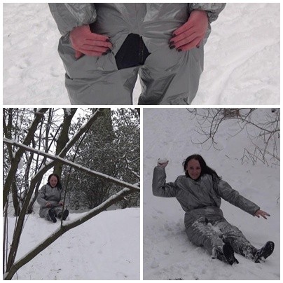 Sledding in the sauna suit