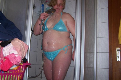 Showered in a bikini